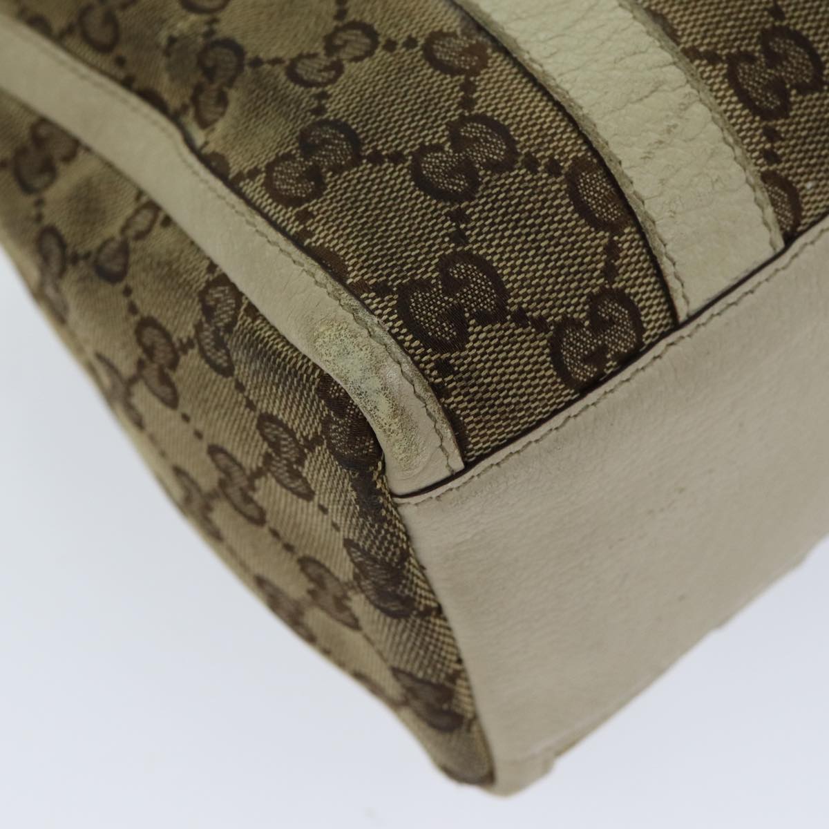 GUCCI GG Canvas Hand Bag Beige 130942 Auth S1577