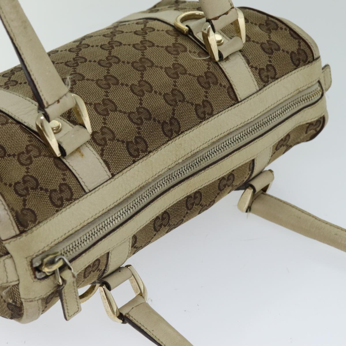 GUCCI GG Canvas Hand Bag Beige 130942 Auth S1577