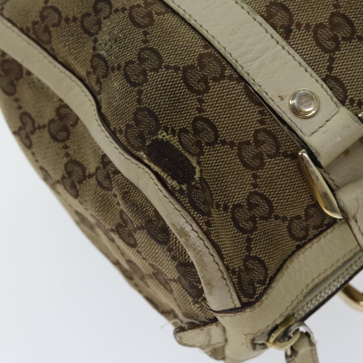 GUCCI GG Canvas Hand Bag Beige 130942 Auth S1577