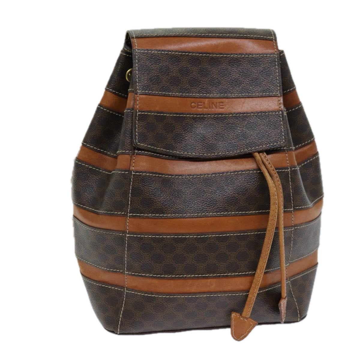 CELINE Macadam Canvas Backpack PVC Brown Auth S1578