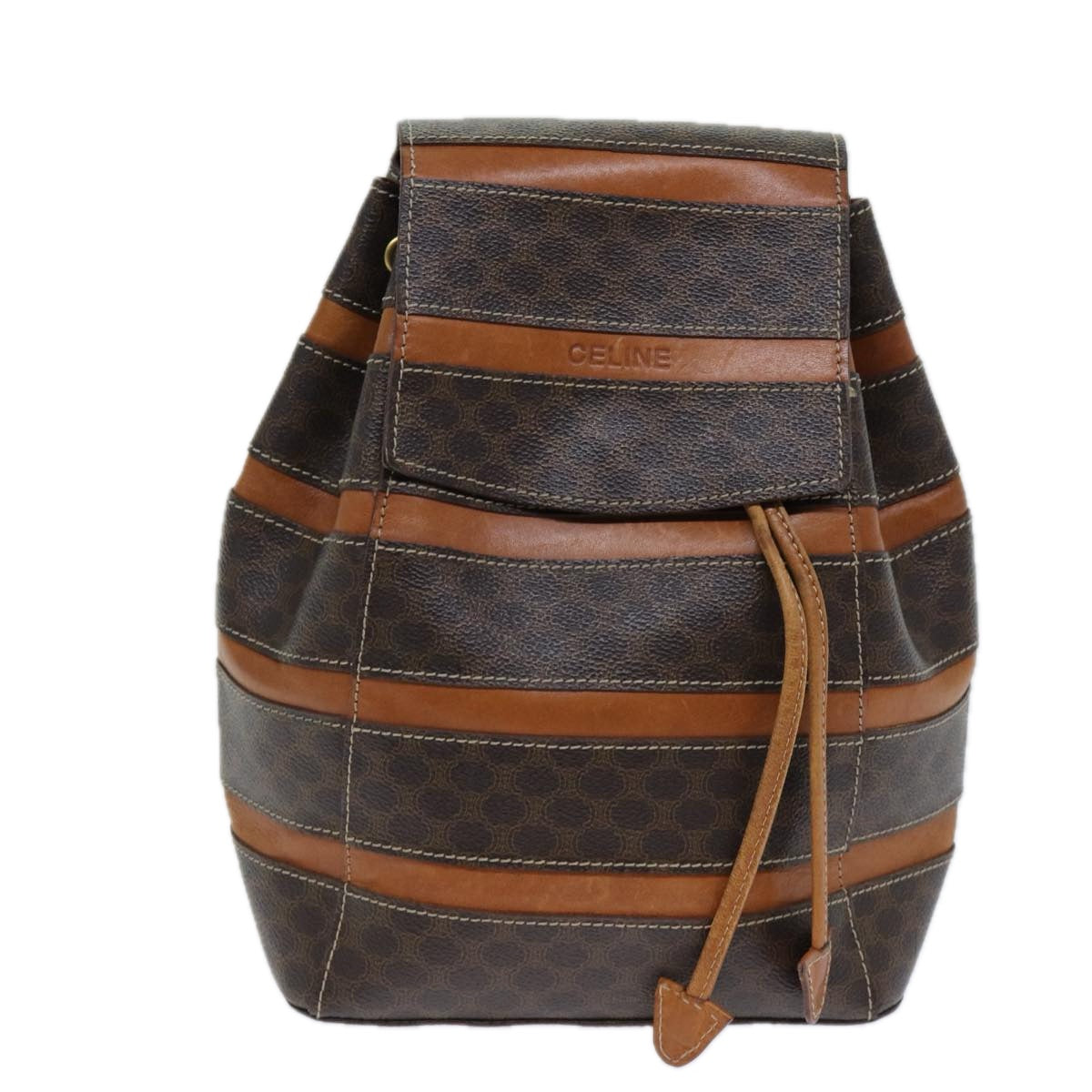 CELINE Macadam Canvas Backpack PVC Brown Auth S1578