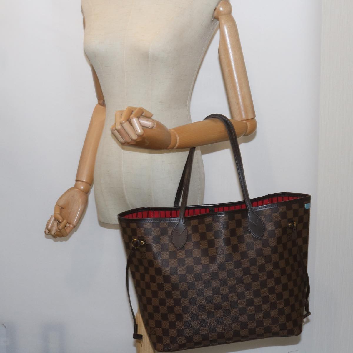 LOUIS VUITTON Damier Ebene Neverfull MM Tote Bag N51105 LV Auth S783