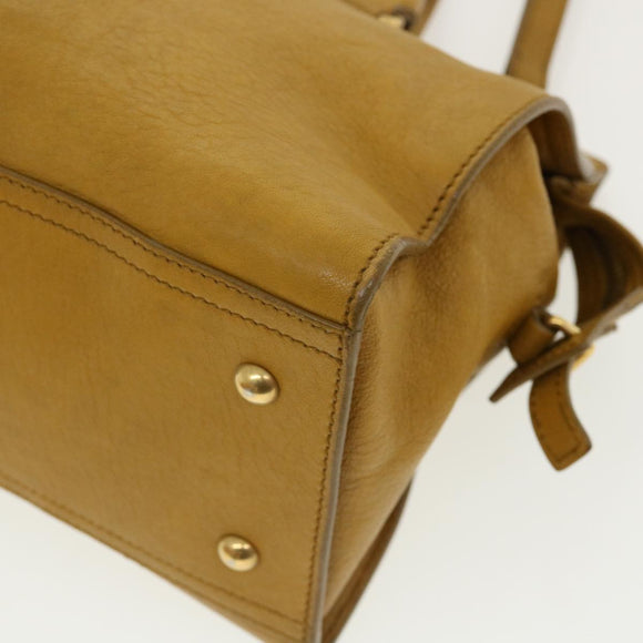 SAINT LAURENT Hand Bag Leather 2way Yellow Auth am1348s