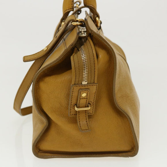 SAINT LAURENT Hand Bag Leather 2way Yellow Auth am1348s