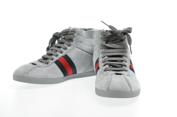 GUCCI Sherry Line shoes Suede 5 1/2 Red Navy Auth am2614sV