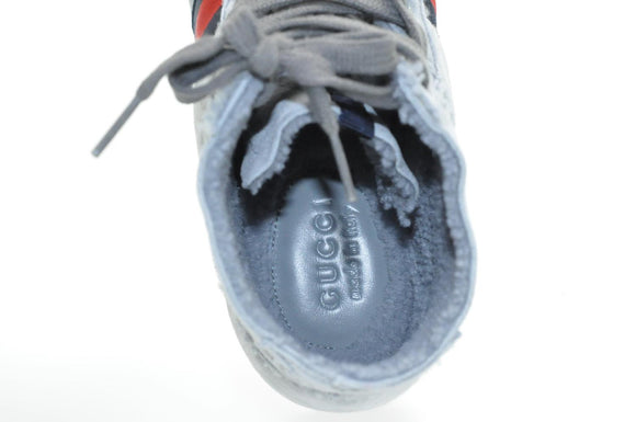 GUCCI Sherry Line shoes Suede 5 1/2 Red Navy Auth am2614sV