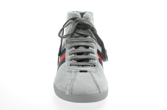 GUCCI Sherry Line shoes Suede 5 1/2 Red Navy Auth am2614sV