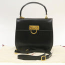 Salvatore Ferragamo Gancini Hand Bag Leather 2way Black Auth am319s-21