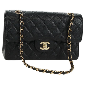CHANEL Double Flap Double Chain Matelasse 23 Bag Caviar Skin CC Auth SK011SM