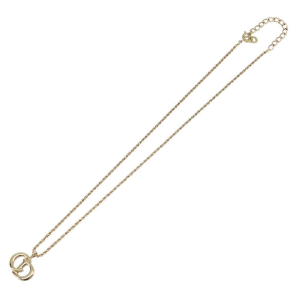 Christian Dior Necklace Metal Gold Tone Auth SK144