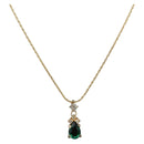 Christian Dior Rhinestone Necklace Metal Gold Tone Green Auth SK146V-1