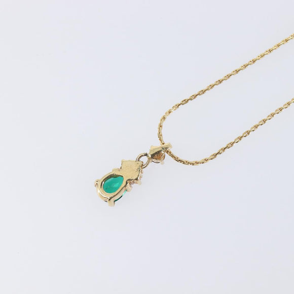 Christian Dior Rhinestone Necklace Metal Gold Tone Green Auth SK146V