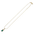 Christian Dior Rhinestone Necklace Metal Gold Tone Green Auth SK146V-2