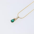 Christian Dior Rhinestone Necklace Metal Gold Tone Green Auth SK146V-3