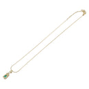 Christian Dior Rhinestone Necklace Metal Gold Tone Green Auth SK146V-9