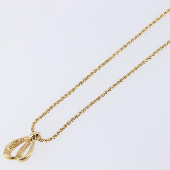 Christian Dior Teardrop Necklace Metal Gold Tone Auth SK149V