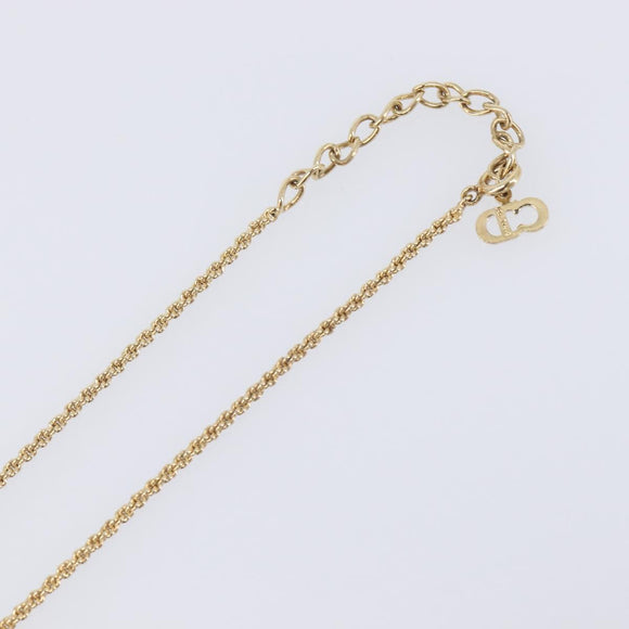 Christian Dior Teardrop Necklace Metal Gold Tone Auth SK149V