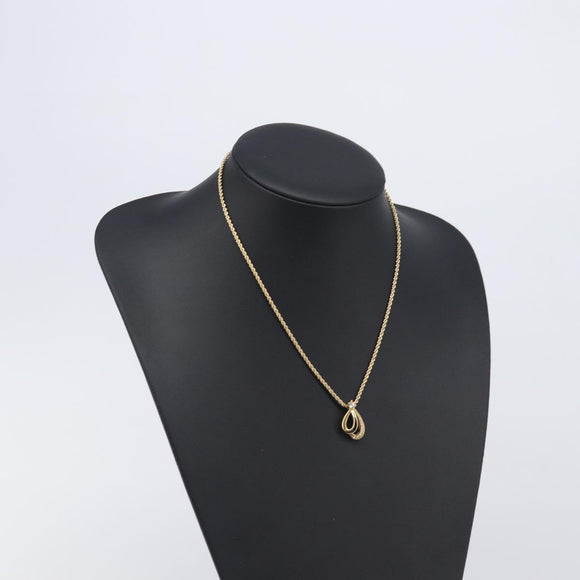 Christian Dior Teardrop Necklace Metal Gold Tone Auth SK149V