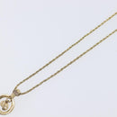 Christian Dior CD Logo Circle Necklace Metal Gold Tone Auth SK156-10