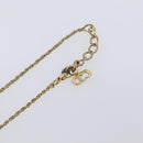 Christian Dior CD Logo Circle Necklace Metal Gold Tone Auth SK156-13