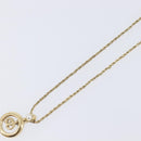 Christian Dior CD Logo Circle Necklace Metal Gold Tone Auth SK156-4