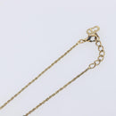 Christian Dior CD Logo Circle Necklace Metal Gold Tone Auth SK156-6