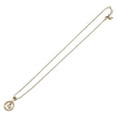Christian Dior CD Logo Circle Necklace Metal Gold Tone Auth SK156-8