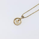 Christian Dior CD Logo Circle Necklace Metal Gold Tone Auth SK156-9