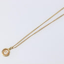 Christian Dior CD Logo Circle 2P Stone Necklace Metal Gold Tone Auth SK162-12