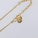 Christian Dior CD Logo Circle 2P Stone Necklace Metal Gold Tone Auth SK162-16