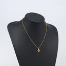 Christian Dior CD Logo Circle 2P Stone Necklace Metal Gold Tone Auth SK162-17