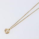 Christian Dior CD Logo Circle 2P Stone Necklace Metal Gold Tone Auth SK162-4