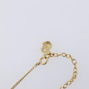 Christian Dior CD Logo Circle 2P Stone Necklace Metal Gold Tone Auth SK162-9