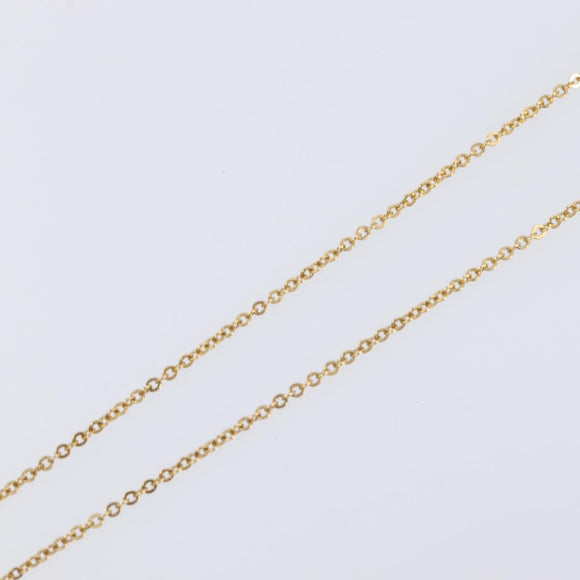Christian Dior Logo Rhinestone Heart Necklace Metal Gold Tone Auth SK164