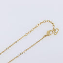 Christian Dior Logo Rhinestone Heart Necklace Metal Gold Tone Auth SK164-12