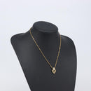 Christian Dior Logo Rhinestone Heart Necklace Metal Gold Tone Auth SK164-15