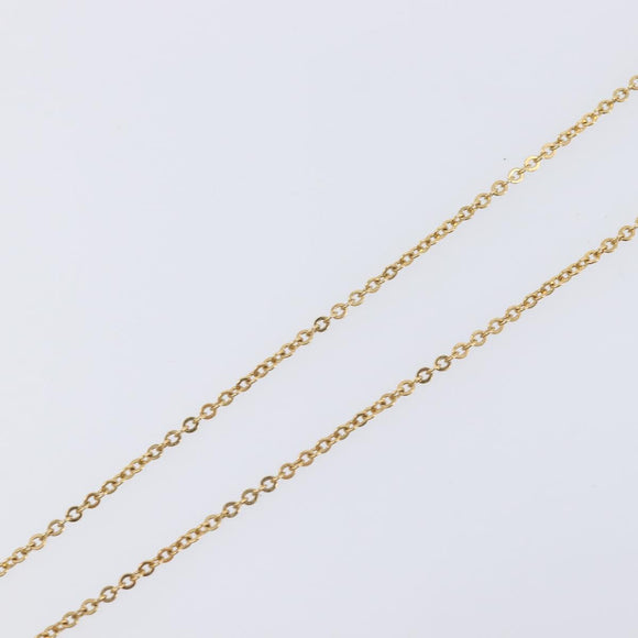Christian Dior Logo Rhinestone Heart Necklace Metal Gold Tone Auth SK164