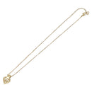 Christian Dior Logo Rhinestone Heart Necklace Metal Gold Tone Auth SK164-8