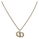 Christian Dior CD Logo Necklace Metal Gold Tone Auth SK165-1