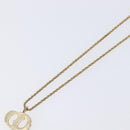 Christian Dior CD Logo Necklace Metal Gold Tone Auth SK165-11