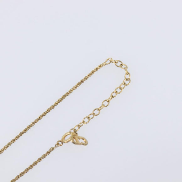 Christian Dior CD Logo Necklace Metal Gold Tone Auth SK165