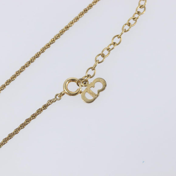 Christian Dior CD Logo Necklace Metal Gold Tone Auth SK165