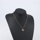 Christian Dior CD Logo Necklace Metal Gold Tone Auth SK165-16