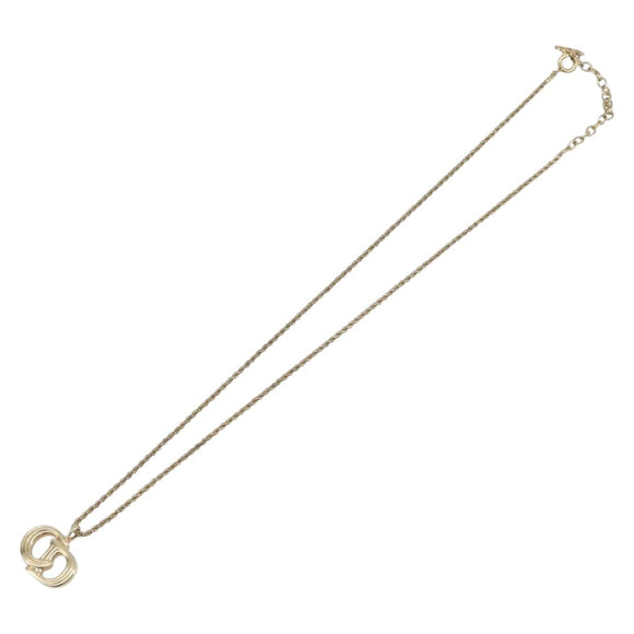 Christian Dior CD Logo Necklace Metal Gold Tone Auth SK165