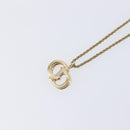 Christian Dior CD Logo Necklace Metal Gold Tone Auth SK165-3