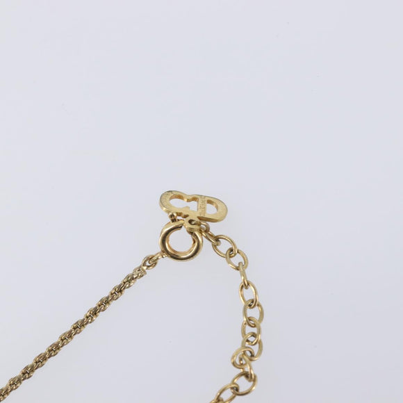 Christian Dior CD Logo Necklace Metal Gold Tone Auth SK165