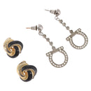 Salvatore Ferragamo Givenchy Earring Metal 2 Set Gold Tone Silver Auth SK168-1