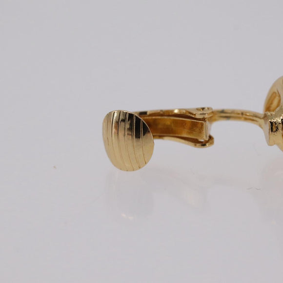 Christian Dior Rhinestone Circle Earring Metal Gold Tone Auth SK170