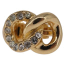 Christian Dior Rhinestone Circle Earring Metal Gold Tone Auth SK170-3