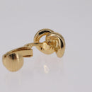 Christian Dior Rhinestone Circle Earring Metal Gold Tone Auth SK170-5